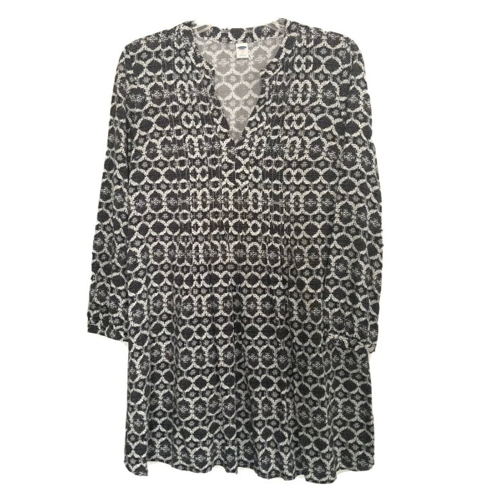 Old Navy Dress Black & White Geometric Fit & Flare